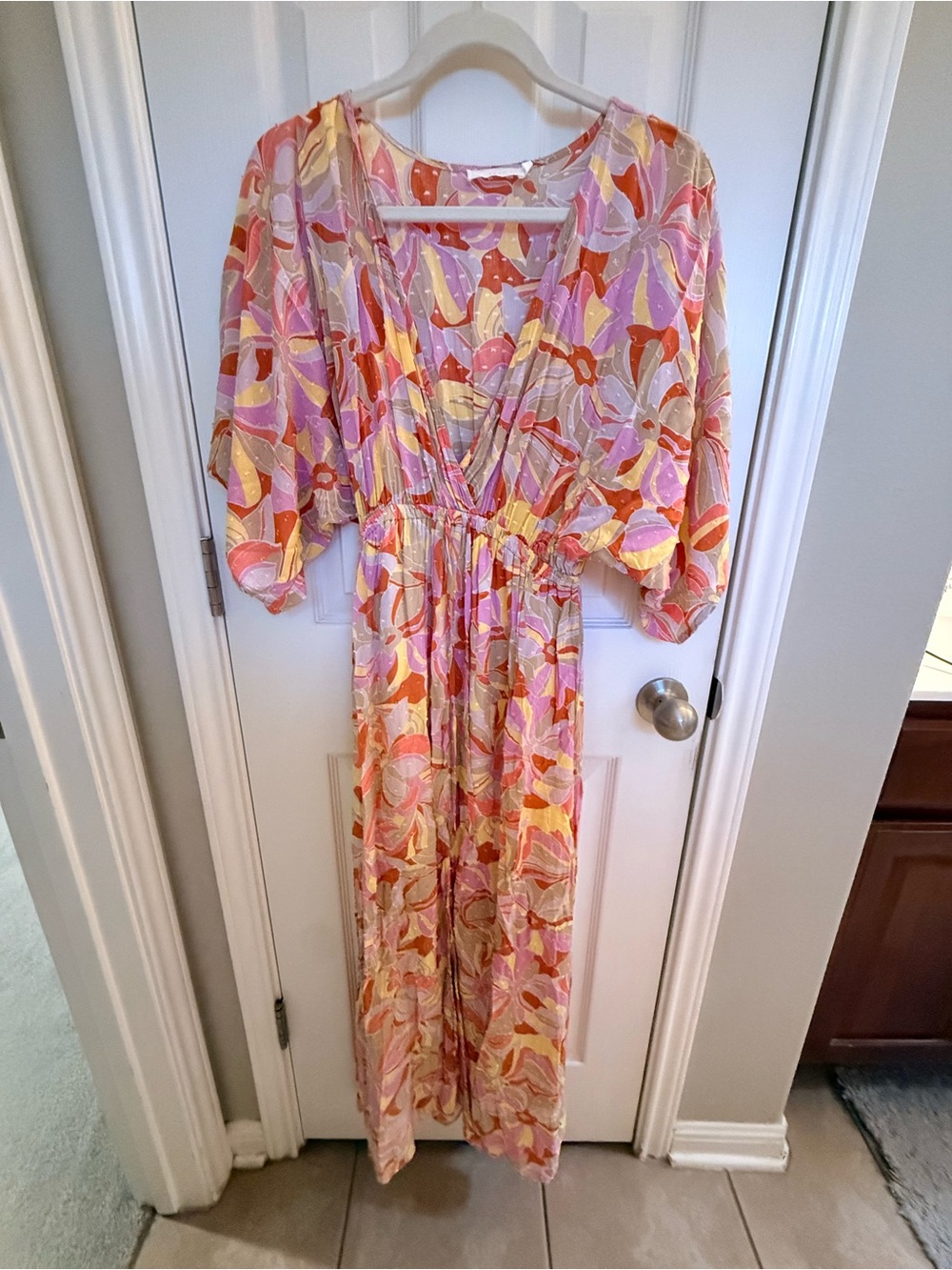 Lush Pink Orange Yellow Floral Slip Dress